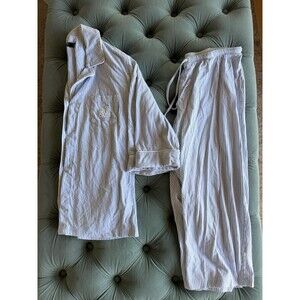 Ralph Lauren Monogrammed Striped Pajamas In Size Medium Blue & White 100 Cotton